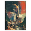 space modern elegance Futurism Building Painting poster green gray hues wall art contemporary touch setting unique gift home decor piece unframed option style
