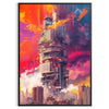 space stunning futurism building poster gray green hues modern wall art print decor ideal gift elegant frameless options touch contemporary style