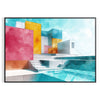 space futuristic vision watercolor poster vibrant oranges blues wall art unique gift artwork modern elegance room unframed styles