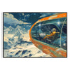 space captivating futurism travel poster sleek shades gray green perfect wall art modern decor lovers distinctive artwork unique gift A4 cm A0 dimensions