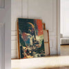 space modern elegance Futurism Building Painting poster green gray hues wall art contemporary touch setting unique gift home decor piece unframed option style