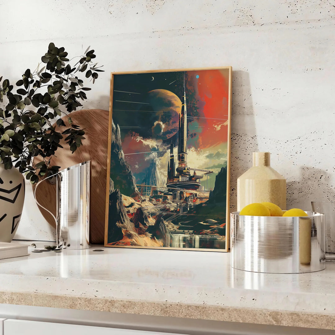 Futurism Building Poster Painting Poster Travel Poster High Quality Frame Premium Print Home Decor Color