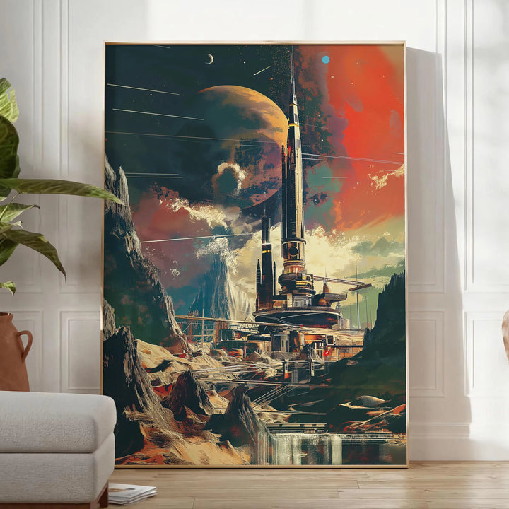 Futurism Building Poster Painting Poster Travel Poster High Quality Frame Premium Print Home Decor Color