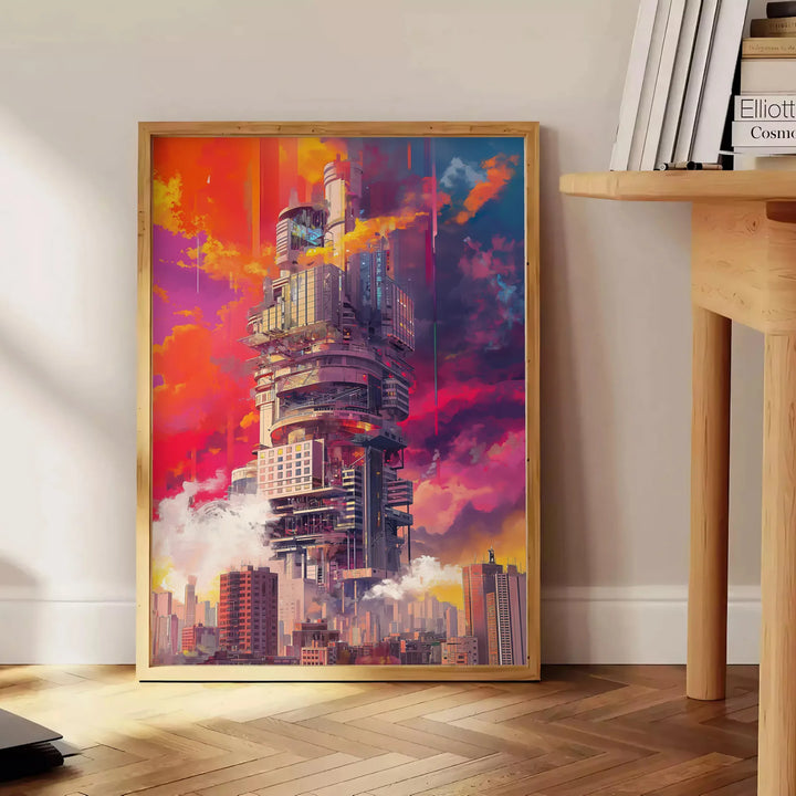 Futurism Building Poster Painting Print Travel Poster High Quality Frame Premium Print Home Decor Color