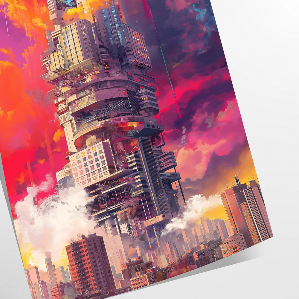 Futurism Building Poster Painting Print Travel Poster High Quality Frame Premium Print Home Decor Color