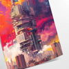 space stunning futurism building poster gray green hues modern wall art print decor ideal gift elegant frameless options touch contemporary style