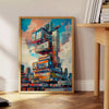 space captivating futurism building poster green blue hues stunning wall art ideal gift lovers modern print visionary touch room standalone piece environment