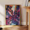future stunning water color poster vibrant greens blues futuristic cityscape perfect modern space wall art unique gift various sizes A4 cm A0