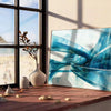 allure Futurism Building Watercolor Poster serene blue gray tones captivating wall art style sophistication ideal gift centerpiece space standalone piece