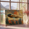 Affiche unique futurisme peinture voyage nuances gris vert décoration cadeau original une vision artistique moderne captivante disponible