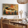 Affiche unique futurisme peinture voyage nuances gris vert décoration cadeau original une vision artistique moderne captivante disponible