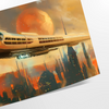 Affiche unique futurisme peinture voyage nuances gris vert décoration cadeau original une vision artistique moderne captivante disponible