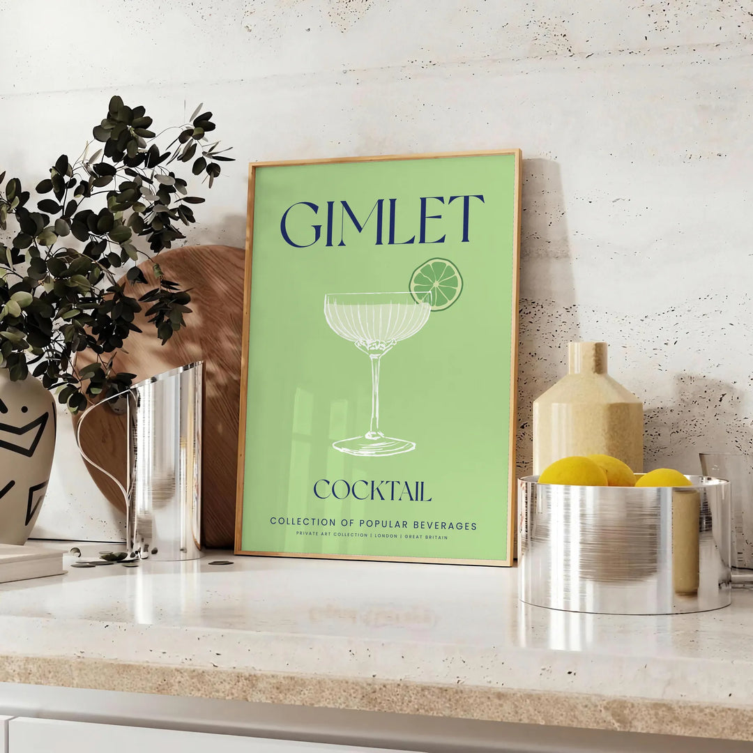 Gimlet Cocktail Wall Print Travel Poster High Quality Frame Premium Print Home Decor Color