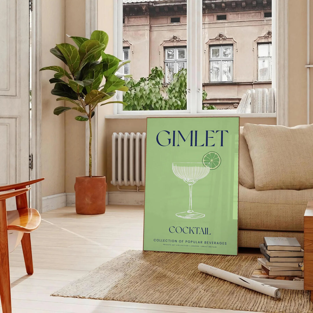 Gimlet Cocktail Wall Print Travel Poster High Quality Frame Premium Print Home Decor Color