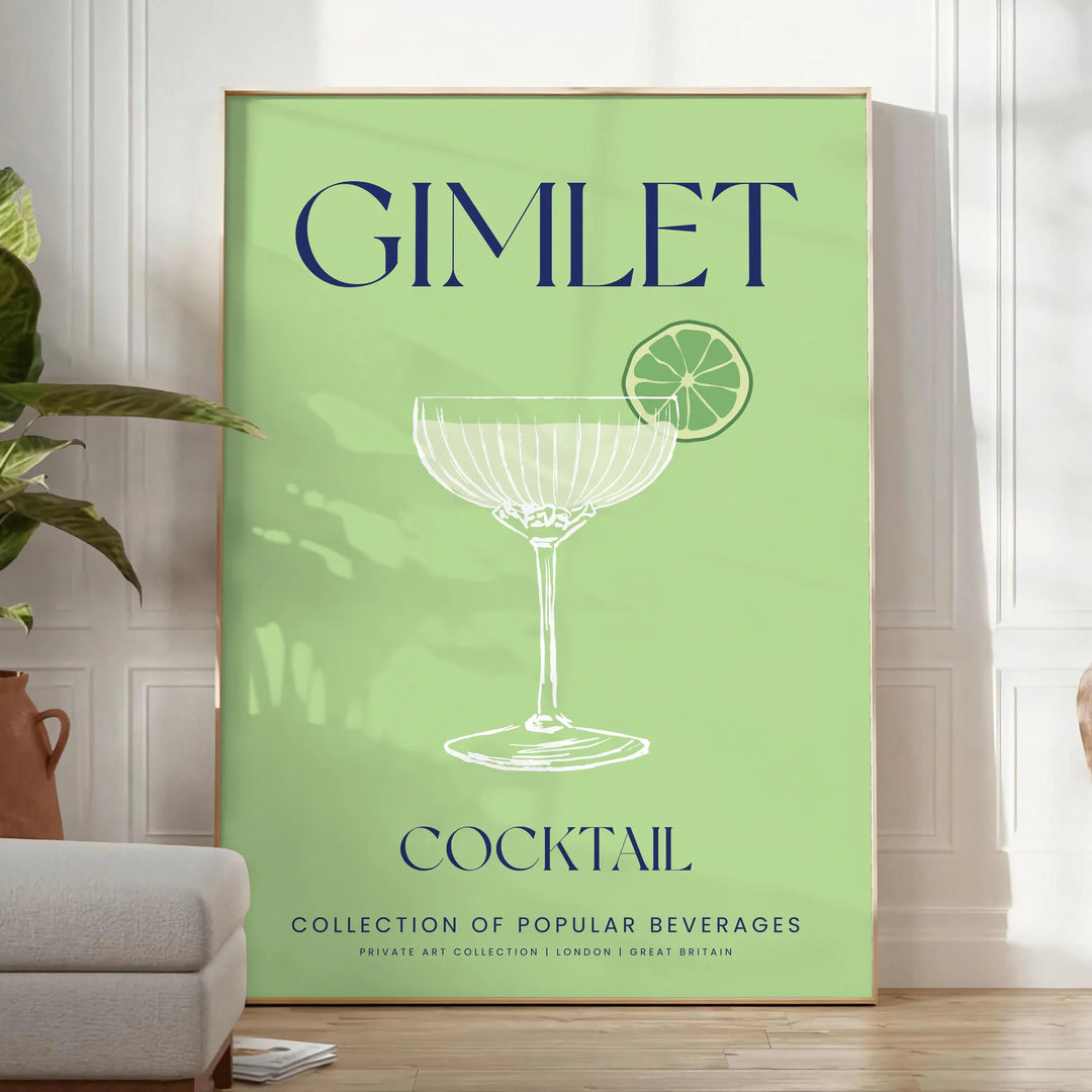 Gimlet Cocktail Wall Print Travel Poster High Quality Frame Premium Print Home Decor Color