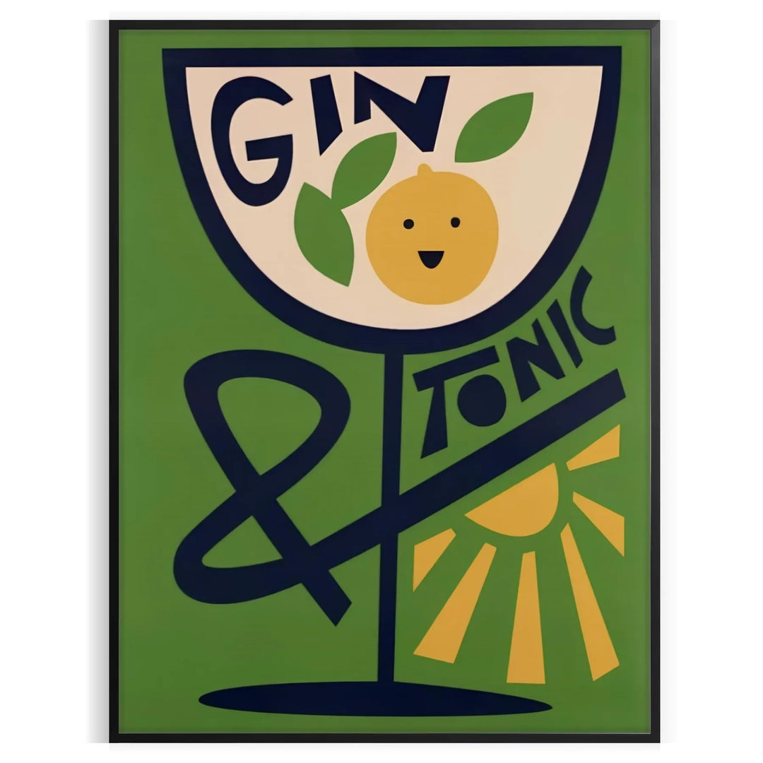 Gin Tonic Cocktail Art Print Travel Poster High Quality Frame Premium Print Home Decor Color