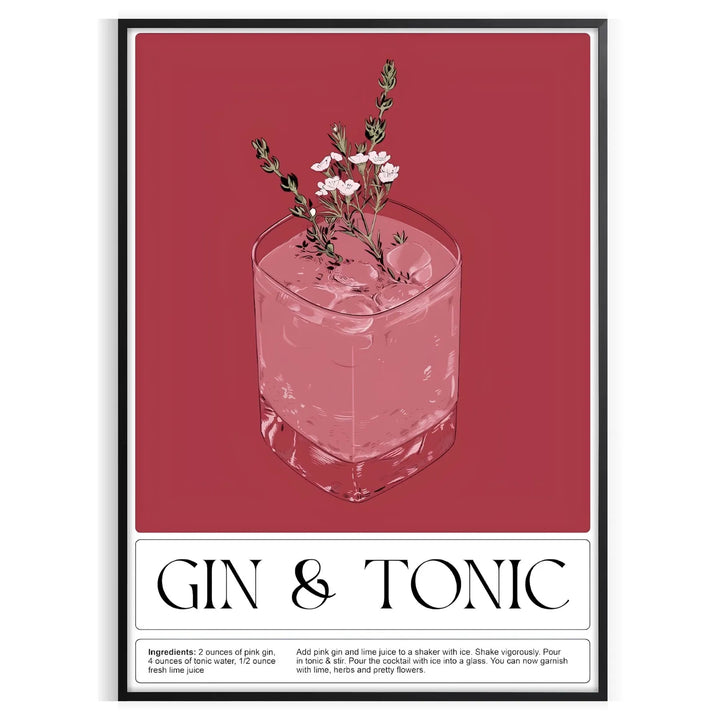 Gin Tonic Cocktail Print Travel Poster High Quality Frame Premium Print Home Decor Color