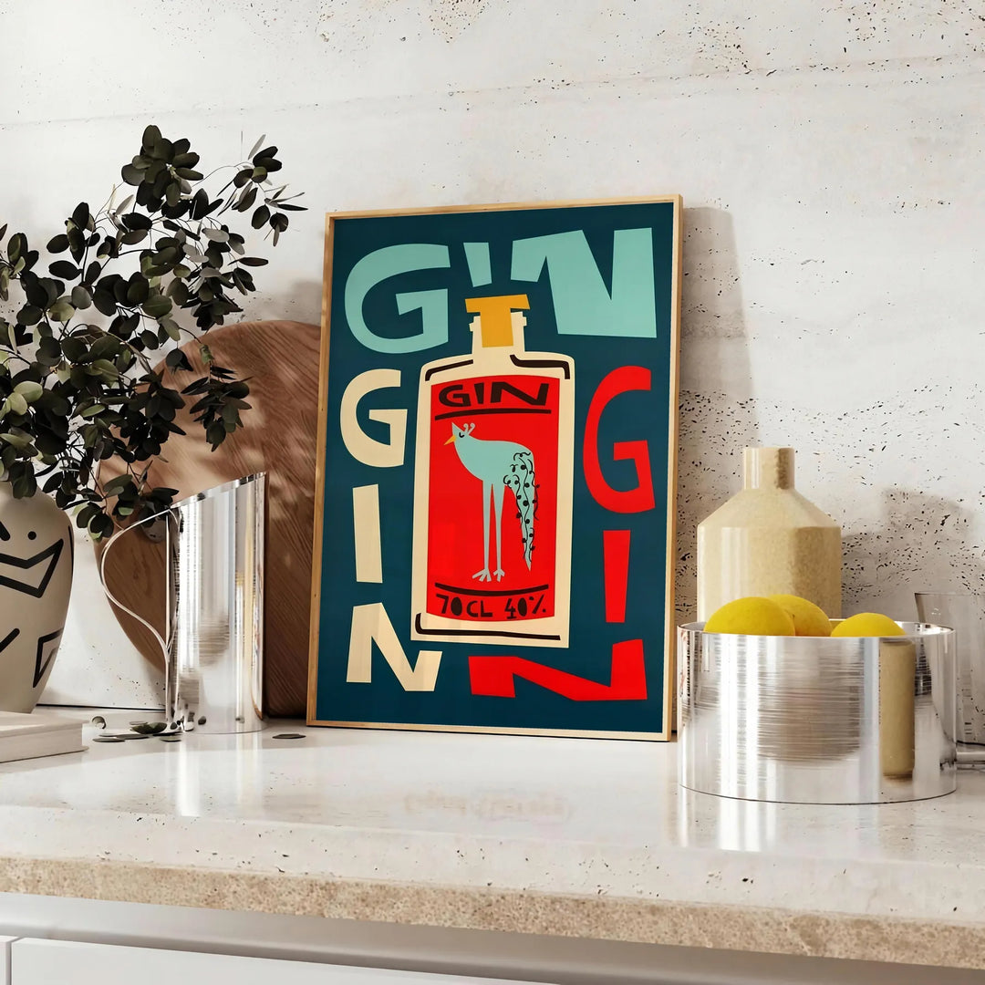 Gin Cocktail Wall Print Travel Poster High Quality Frame Premium Print Home Decor Color