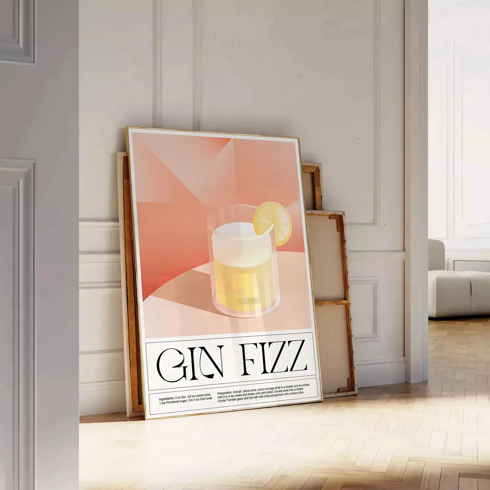 Gin Fizz Cocktail Art 1 Travel Poster High Quality Frame Premium Print Home Decor Color