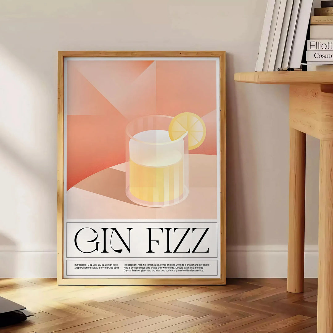 Gin Fizz Cocktail Art 1 Travel Poster High Quality Frame Premium Print Home Decor Color