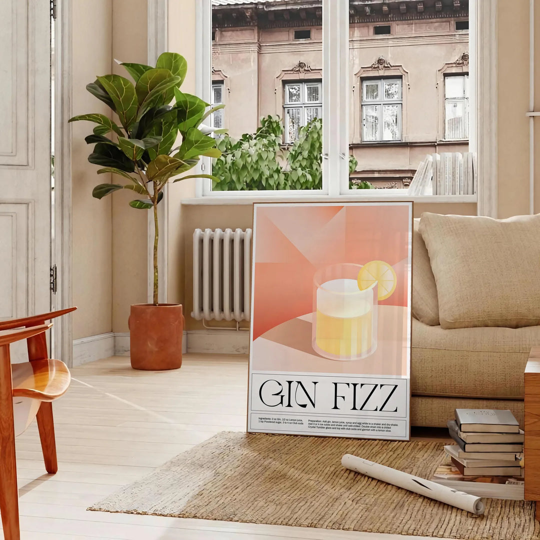 Gin Fizz Cocktail Art 1 Travel Poster High Quality Frame Premium Print Home Decor Color