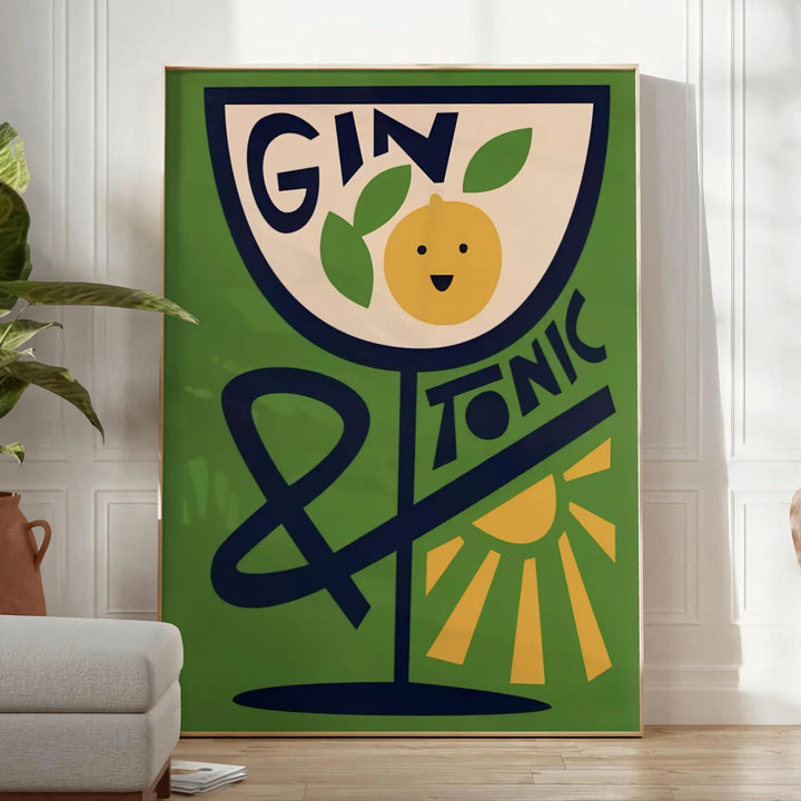 Gin Tonic Cocktail Art Print Travel Poster High Quality Frame Premium Print Home Decor Color