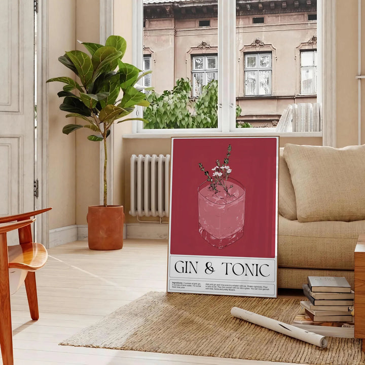 Gin Tonic Cocktail Print Travel Poster High Quality Frame Premium Print Home Decor Color