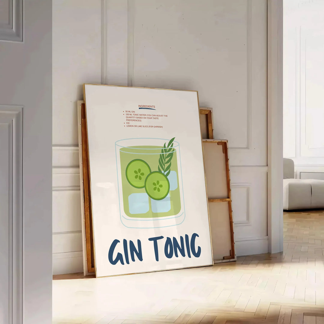 Gin Tonic Kitchen Art Travel Poster High Quality Frame Premium Print Home Decor Color