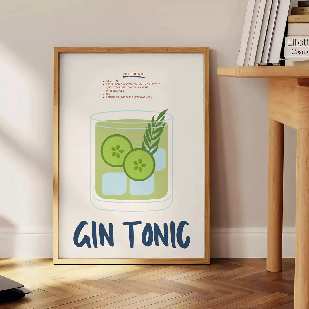 Gin Tonic Kitchen Art Travel Poster High Quality Frame Premium Print Home Decor Color