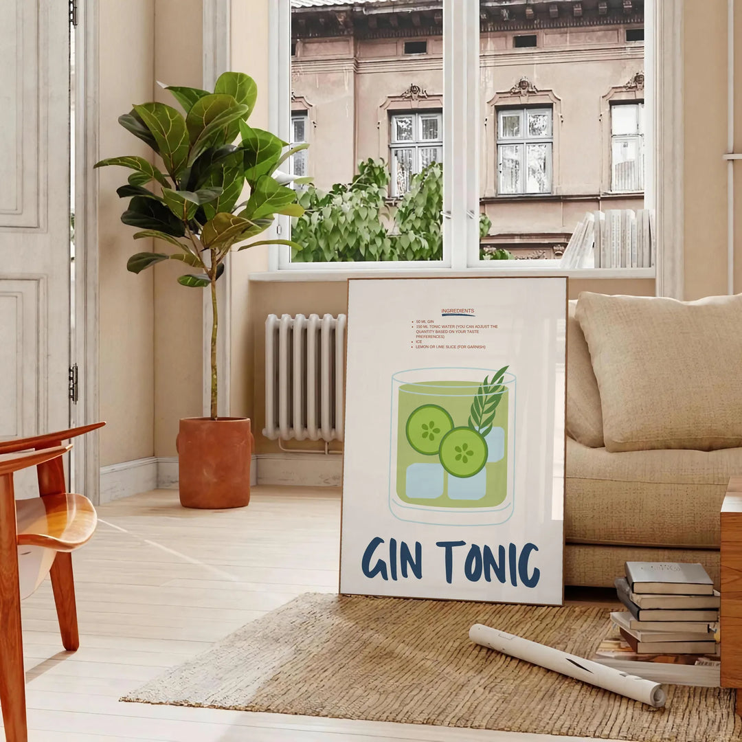 Gin Tonic Kitchen Art Travel Poster High Quality Frame Premium Print Home Decor Color