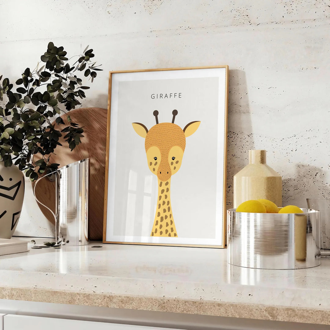 Giraffe Animal Print Travel Poster High Quality Frame Premium Print Home Decor Color