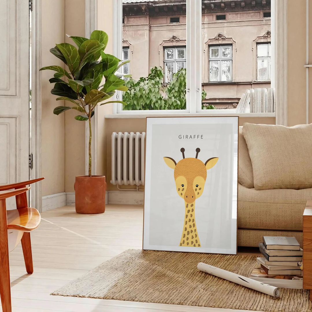 Giraffe Animal Print Travel Poster High Quality Frame Premium Print Home Decor Color