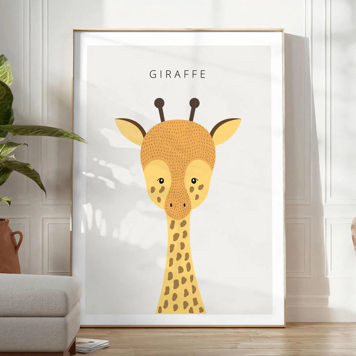 Giraffe Animal Print Travel Poster High Quality Frame Premium Print Home Decor Color