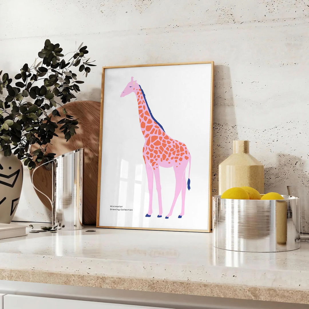 Giraffe Wildlife Print Travel Poster High Quality Frame Premium Print Home Decor Color