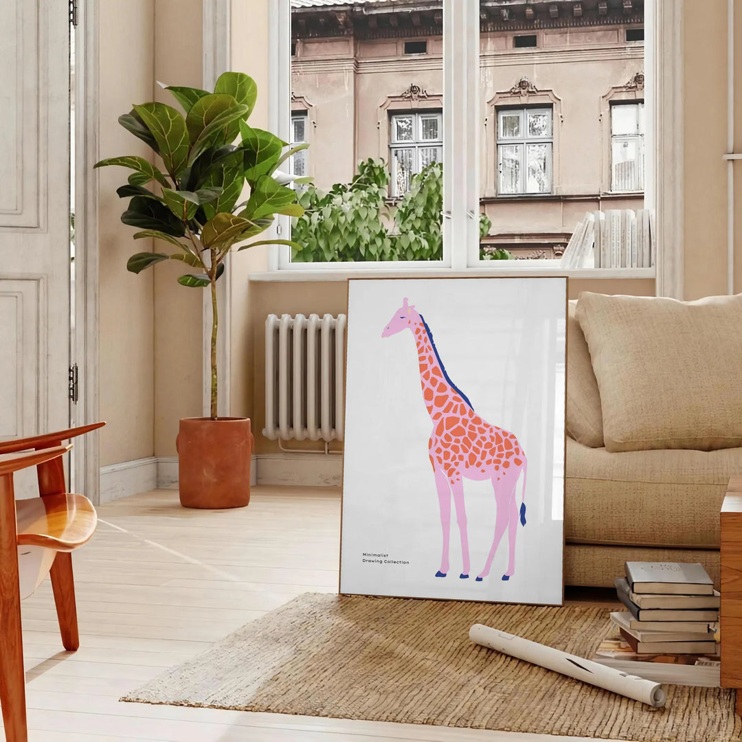 Giraffe Wildlife Print Travel Poster High Quality Frame Premium Print Home Decor Color