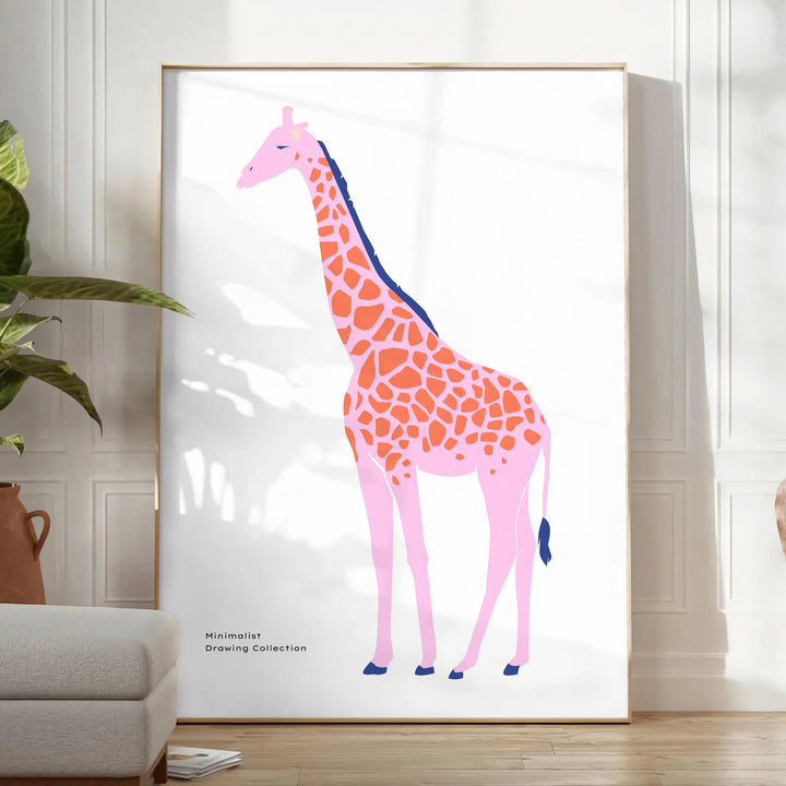 Giraffe Wildlife Print Travel Poster High Quality Frame Premium Print Home Decor Color