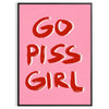 vibrant Go Piss Girl poster stunning piece popular wall art bold orange brown hues unique gift home decor unframed formats artwork collection