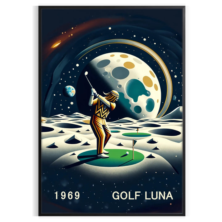 Golf Moon Poster Travel Poster High Quality Frame Premium Print Home Decor Color