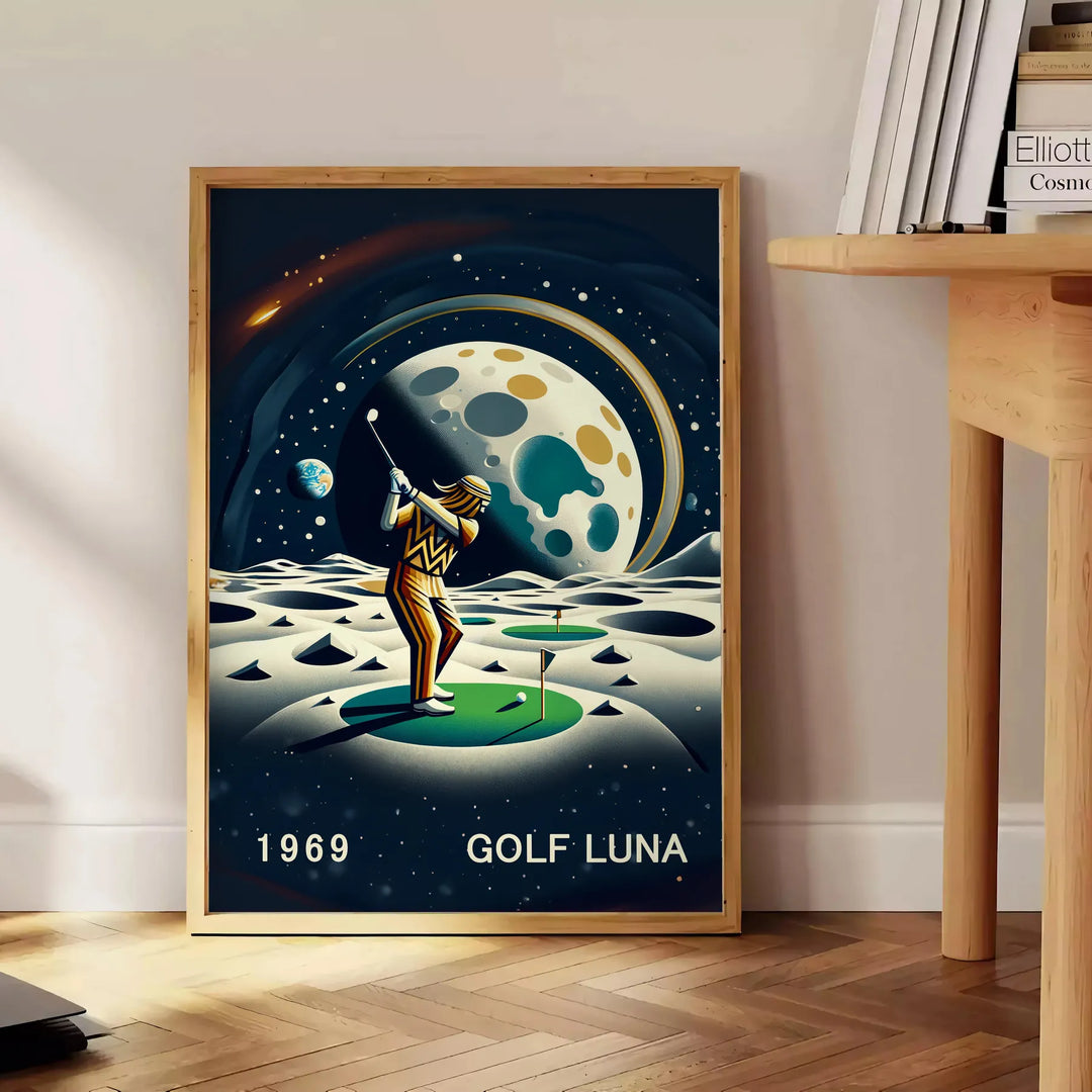 Golf Moon Poster Travel Poster High Quality Frame Premium Print Home Decor Color