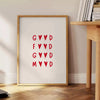 space Good Food Mood motivational poster stylish gray red tones kitchens dining areas artwork inspiring gift sizes A4 cm A0 vibrant wall art home today