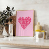 space Good Vibes Only motivational poster vibrant orange pink hues stunning wall art perfect positivity style home office ideal gift ones unframed options