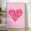 space Good Vibes Only motivational poster vibrant orange pink hues stunning wall art perfect positivity style home office ideal gift ones unframed options