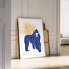 space captivating Gorilla Animal Art Poster stunning green blue hues wall decor thoughtful gift lovers home striking piece unframed versions