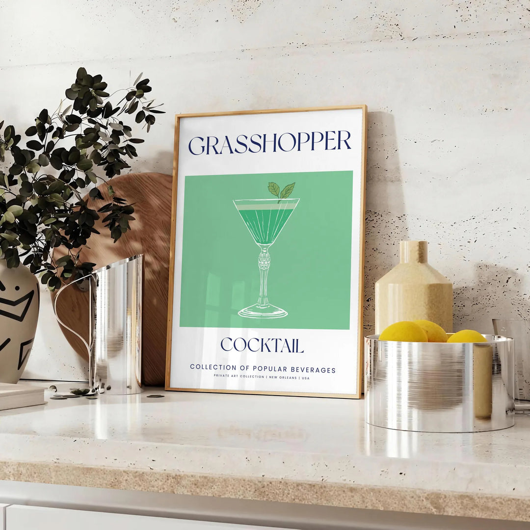 Grasshopper Cocktail Wall Art Travel Poster High Quality Frame Premium Print Home Decor Color