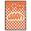 art motivation groovy affiche vibrante tons orange marron espace un cadeau unique disponible version cadre