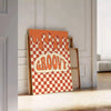 art motivation groovy affiche vibrante tons orange marron espace un cadeau unique disponible version cadre
