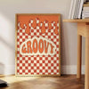 art motivation groovy affiche vibrante tons orange marron espace un cadeau unique disponible version cadre