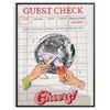 vibrant guest check cheers graphic art green orange hues captivating poster perfect wall unique gift space bold design frameless variants versatile decor appeal