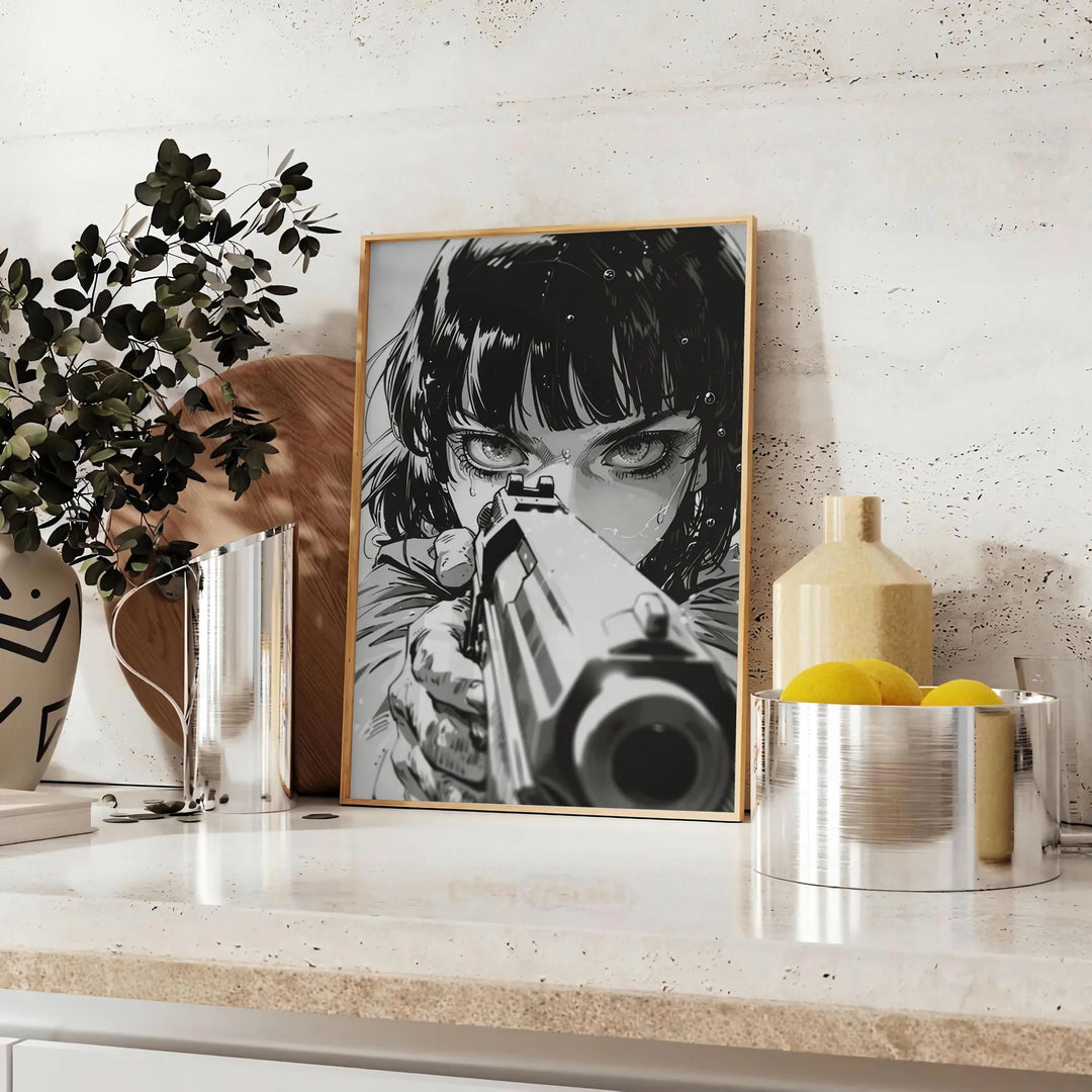 Gun Manga Wall Art Travel Poster High Quality Frame Premium Print Home Decor Color