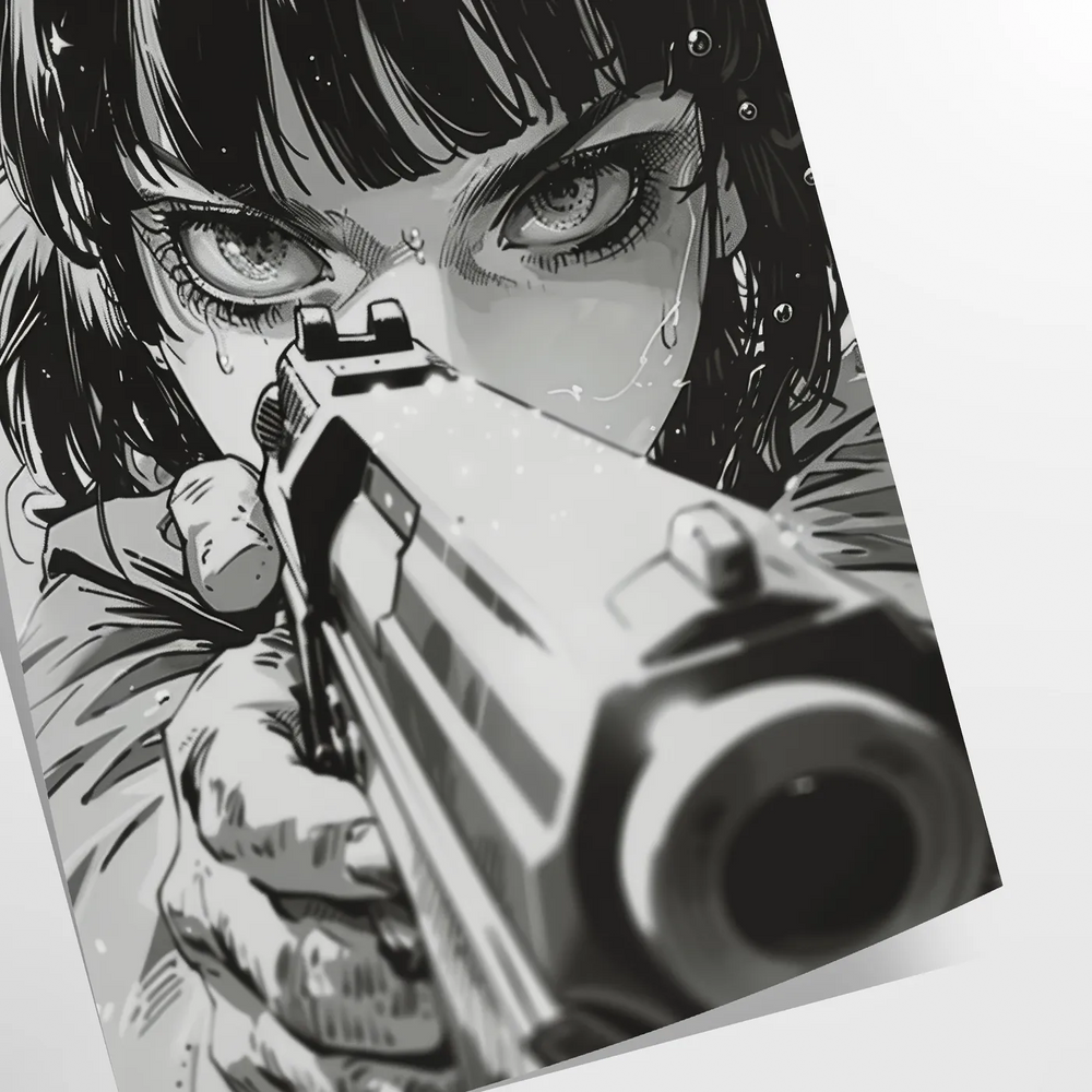 Gun Manga Wall Art Travel Poster High Quality Frame Premium Print Home Decor Color